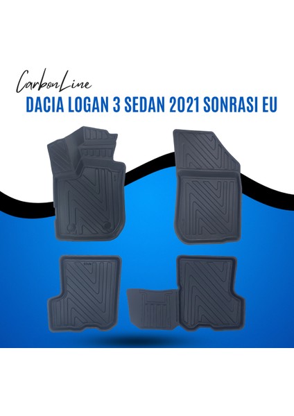 Dacıa Logan 3 Sedan 2021 Sonrası Eu 3D Carbonline Araca Özel Paspas