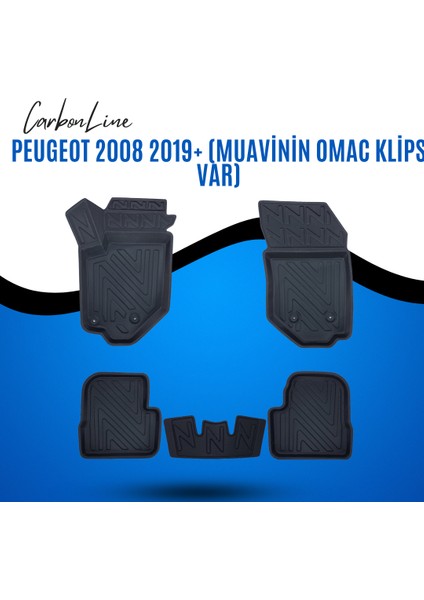 Peugeot 2008 2019+ (Muavinin Omac Klips Var) 3D Carbonline Araca Özel Paspas