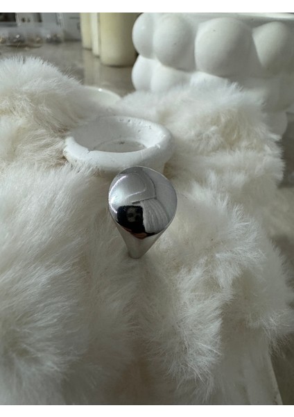 Bombe Yuvarlak Ayarlanabilir Silver Yüzük