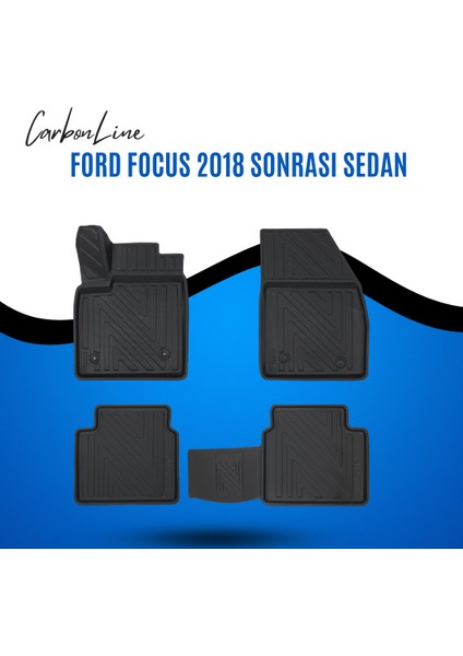 Ford Focus 2018 Sonrası Sedan 3D Carbonline Araca Özel Paspas