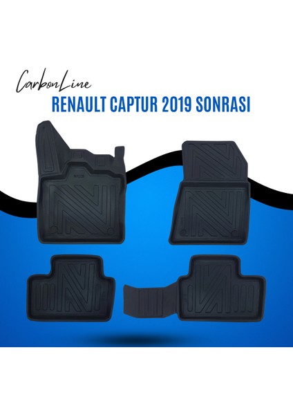 Renault Captur 2019 Sonrası 3D Carbonline Araca Özel Paspas