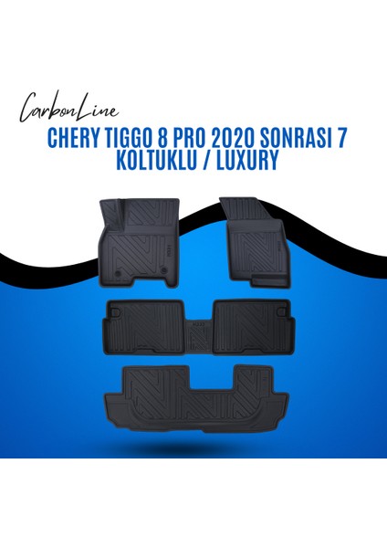 Chery Tıggo 8 Pro 2020 Sonrası 7 Koltuklu / Luxury 3D Carbonline Araca Özel Paspas