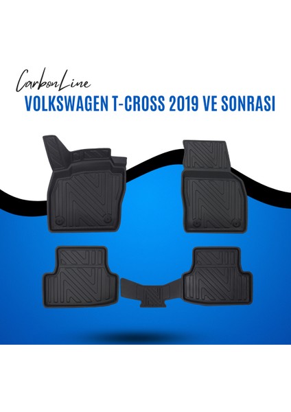 Volkswagen T-Cross 2019 ve Sonrası 3D Carbonline Araca Özel Paspas