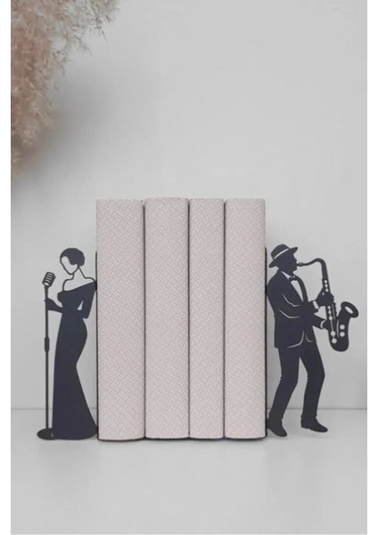Müzisyenler Figürlü Dekoratif Metal Kitap Tutucu Kitap Desteği Ev ve Ofis Aksesuar