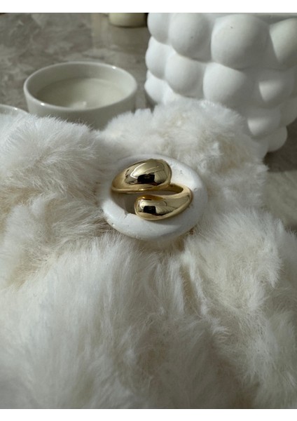 Bombe Sarmal Ayarlanabilir Gold Yüzük