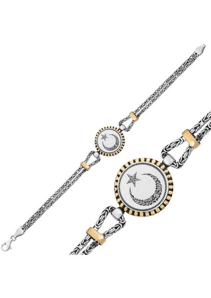 Gümüş Ay Yıldız Erkek Bileklik