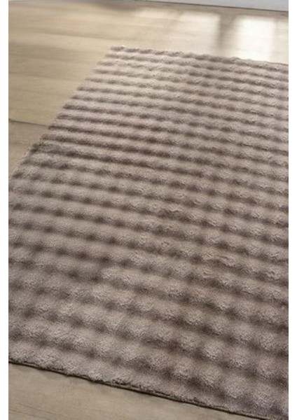 Kahverengi Yumuşak Bubble Kaymaz Özel Taban Peluş Halı Yolluk