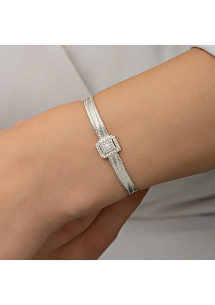 Gümüş Baget Taşlı Trabzon Hasır Kadın Bileklik fiyatları