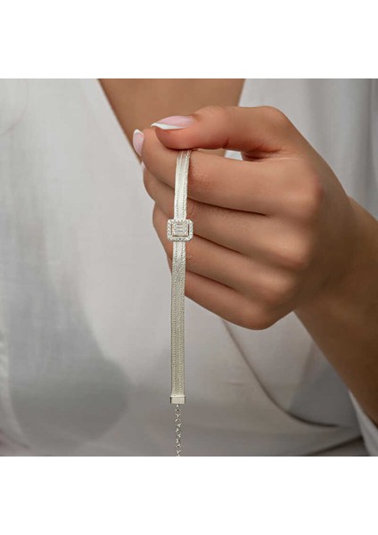 Gümüş Baget Taşlı Trabzon Hasır Kadın Bileklik fırsatları