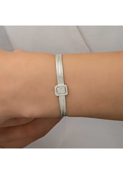 Gümüş Baget Taşlı Trabzon Hasır Kadın Bileklik indirimleri