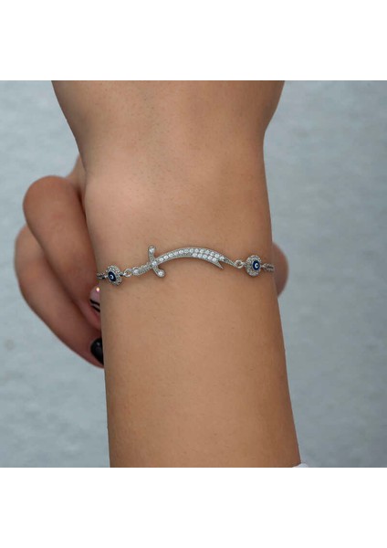 Gümüş Nazarlı Zülfikar Kılıcı Kadın Bileklik fırsatları