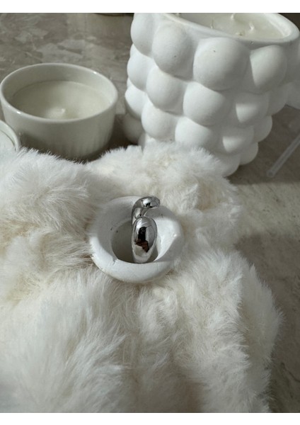 Orta Açık Bombe Silver Ayarlanabilir Yüzük