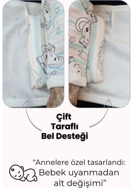 Kız Bebek Yarım Kundak 0-4 Ay Fil Desenli %100 Pamuk, Kemer Kundak Çift Taraflı Bel Destekli fırsatları