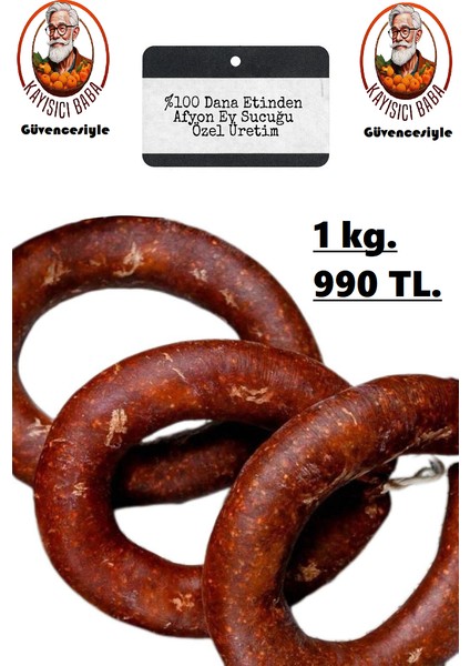 Dana Sucuk 1 Kg. Acılı (%100 Dana Eti-Afyon Özel Üretim)