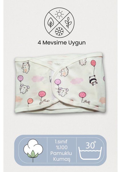 Hazır Yarım Kundak 0-4 Ay Balon Desenli %100 Pamuk Bebek Kundak Kemer, Çift Taraflı Bel Destekli fiyatları