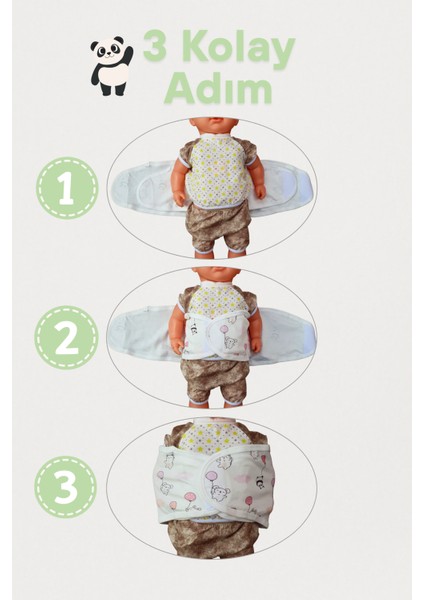 Hazır Yarım Kundak 0-4 Ay Balon Desenli %100 Pamuk Bebek Kundak Kemer, Çift Taraflı Bel Destekli modelleri