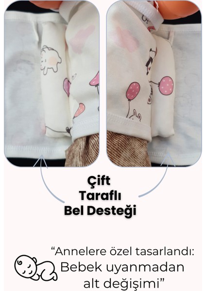 Hazır Yarım Kundak 0-4 Ay Balon Desenli %100 Pamuk Bebek Kundak Kemer, Çift Taraflı Bel Destekli fırsatları
