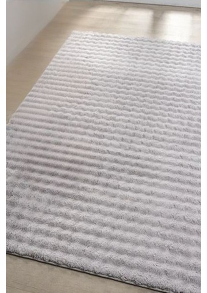 Gri Yumuşak Bubble Kaymaz Özel Taban Peluş Halı Yolluk