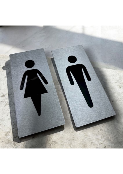 Kadın ve Erkek Ikonlu Wc Tabelası Kendinden Yapışkanlı Yönlendirme Levhası 20X10 cm fiyatları
