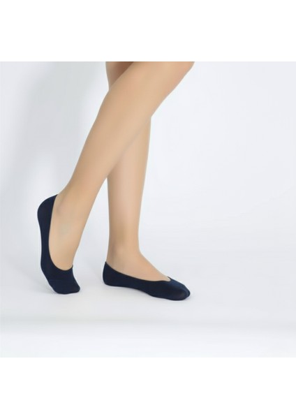 Kadın Lacivert Dikişsiz Burunlu Pamuklu Babet Çorap