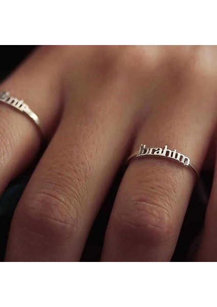 Gümüş Kişiye Özel Isim Yazılabilen Bayan Yüzük