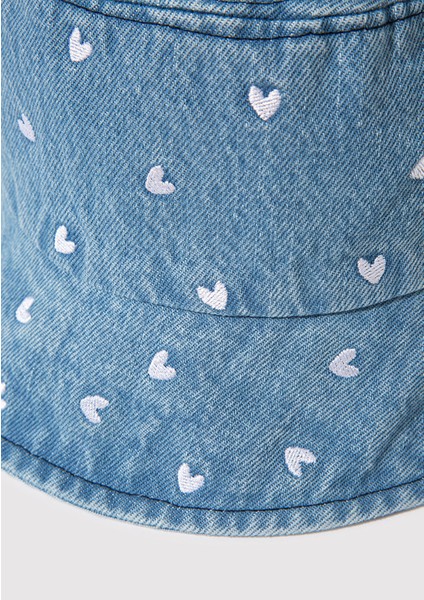 Kalp Nakışlı Denim Bucket Şapka 1913100-82324