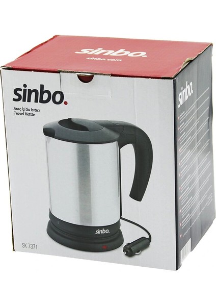 SK-7371 12V Araç Içi Kettle Paslanmaz Çelik Su Isıtıcısı 0.8lt 120W Çakmaklık Fişli Plastik Kapak - Kulp (5047)