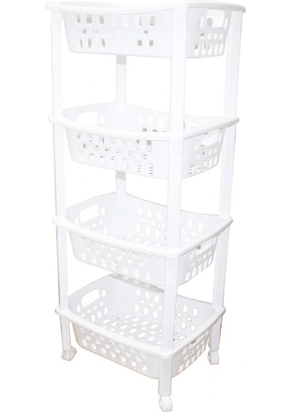 4 Katlı Sepet Düzenleyici - Raf Ünitesi Tekerlekli 400X295X960MM (5047)