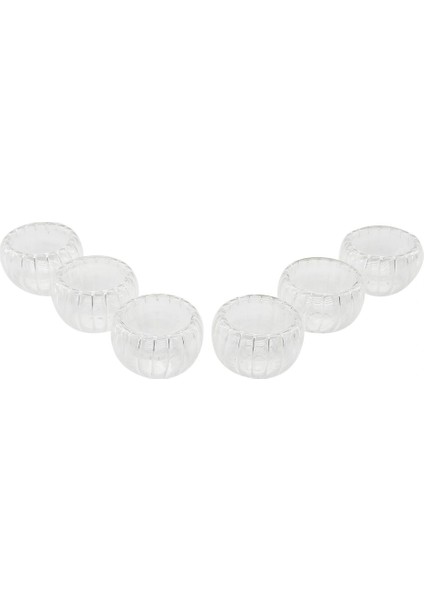 6 Pcs Çizgili Cam Çift Cidarlı Lokumluk - Sosluk 50 ml (5047)