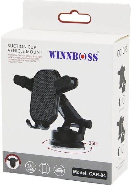 Araç - Oto Telefon Tutucu 360° Kademeli-Uzayan-Kısalan Kol Vantuzlu - Oynar Baş ve Kollar (5047)