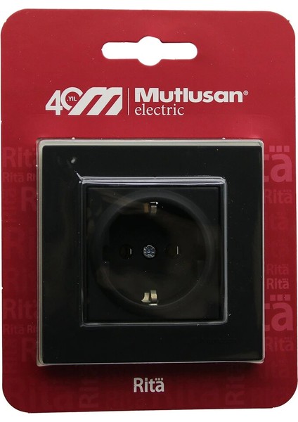 Mutlusan RİTA-2220 600 0284B Blisterli - Kartlı Siyah - Topraklı Priz Çerçeveli (5047)