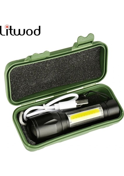 2500 Lumens + 5W Cob LED USB Lion Şarjlı Ultra Güçlü Q5 Xpe Su Geçirmez Şarjlı El Feneri (5047) fırsatları