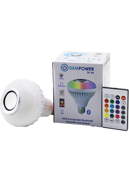 2ın1-Kumandalı Rgb LED Ampul - Bluetooth Hoparlör Müzik Çalar LED-7W - HOPARLÖR-3W (5047)