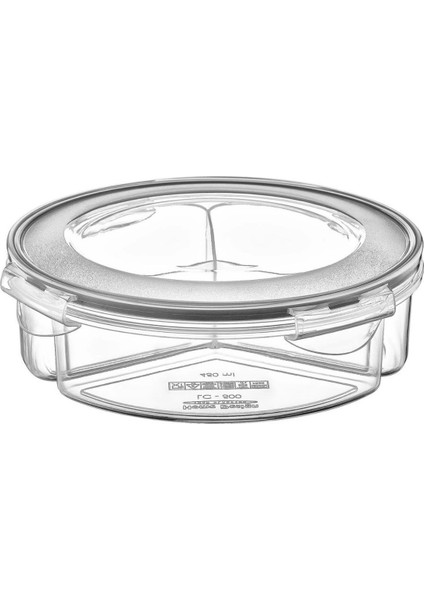 3 Bölmeli Sızdırmaz Contalı Kilitli Kapaklı 1,35 Litre Yuvarlak Erzak Saklama Kabı LC-500 (5047)