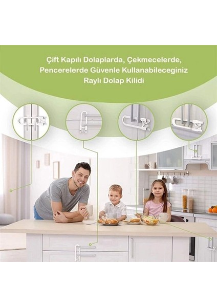 Bebek Çocuk Çekmece ve Dolap Koruma Raylı Güvenlik Sistemi Emniyet Kilidi (5047) fırsatları