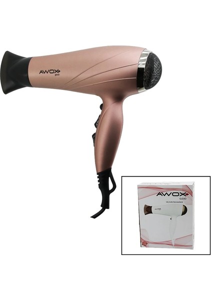 Gleao Rose-Gold Saç Kurutma - Fön Makinesi Soğuk Üfleme 2 Kademe Fan - 3 Kademe Sıcaklık 2000W (5047)