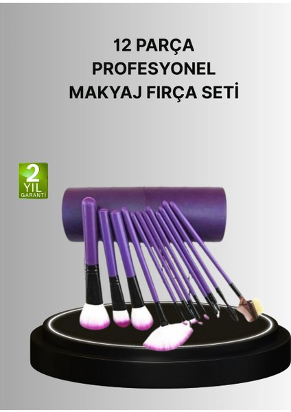 12’li Makyaj Fırça Seti Fondöten Allık Far Karıştırma Için Tam Uyumlu