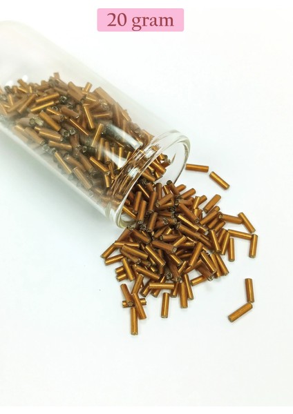 Uzun Boru Kesme Boncuk Çap 2mm Uzunluk 10 mm - 20 Gram - Koyu Altın - BNC226