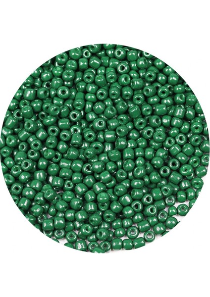 Koyu Yeşil Renk 4 mm Yaklaşık 1100 Adet / 100 Gram Cam Boncuk Oya Yazma Bileklik ve Kolye modelleri