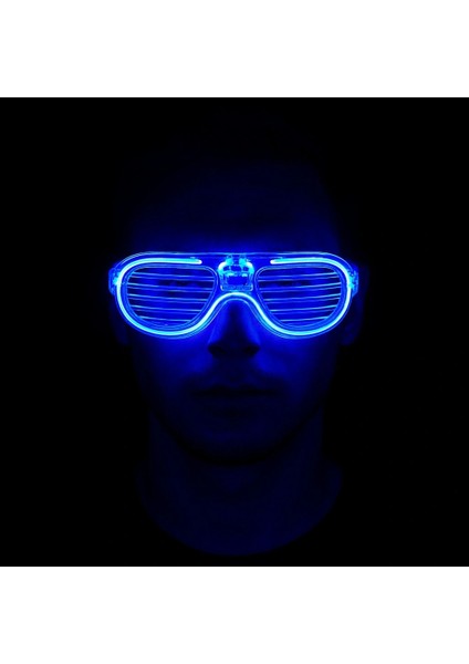 Mavi LED Işıklı Parti Gözlüğü - Neon Glow Şerit Gözlük 3 Modlu (5047) fiyatları