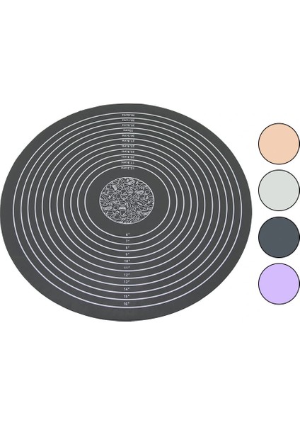 Yuvarlak Renkli Silikon Hamur Matı Ölçek Çizimli 190GR Çap: 45CM (5047)