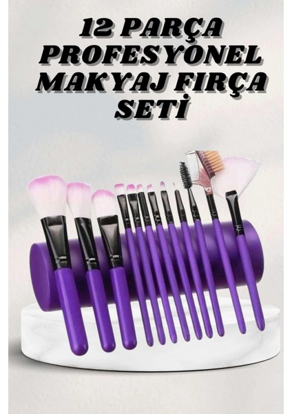 Makyaj Fırçası 12 Parça Set Yumuşak Uçlu Göz Makyajına Uygun Hafif ve Taşınabilir Çanta