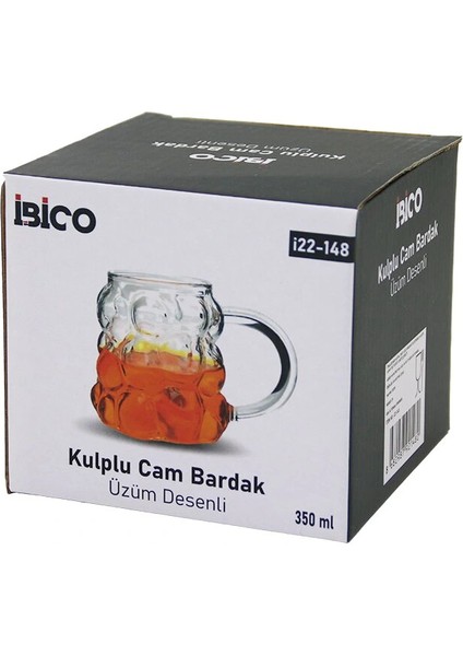 Üzüm - Kabarcıklı Kulplu Cam Bardak Termisil - Isıya Dayanıklı Borosilikat 350ML (5047)