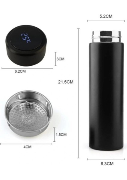 Dijital Sıcaklık Göstergeli Renkli Çelik Termos - 500 ml (5047) modelleri