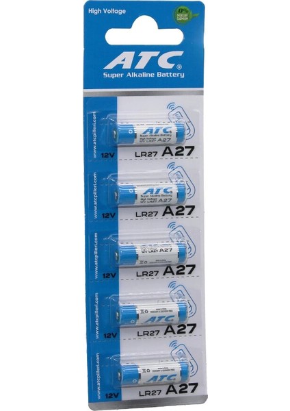 Atc Super Alkaline Battery A27 - 27A LR27 Araç - Oto Kumanda Pili 12V 5li Kart (5047)
