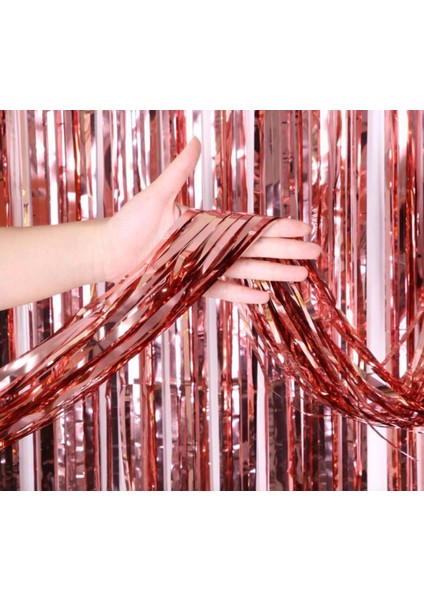 Rose Gold Püsküllü Kapı Perdesi - Parti, Bekarlığa Veda, Doğum Günü 1x2 M (5047) modelleri