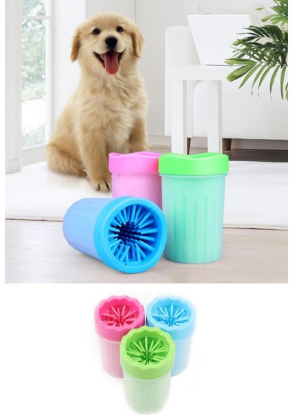 Pati Ayak Yıkama Kovası Silikon Jel Fırçalı Kedi Köpek (Küçük) (5047)