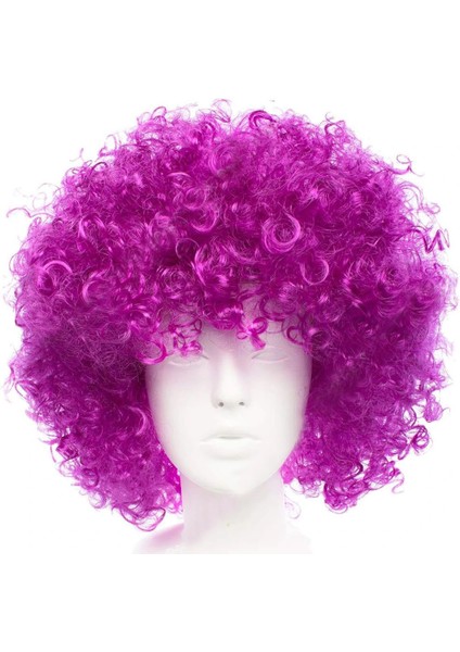 Koyu Mor Renk Violet Afro Bonus Saç Peruk (5047)