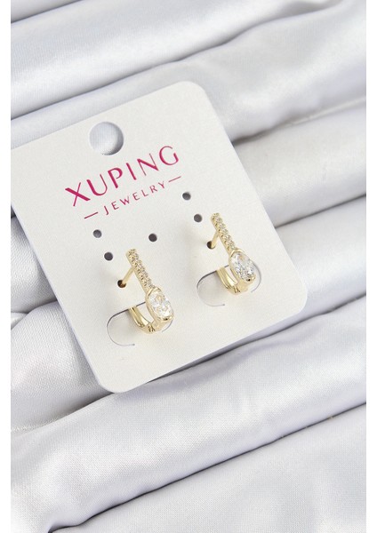 Xuping Zirkon Taşlı I Model Gold Renk Kadın Küpe