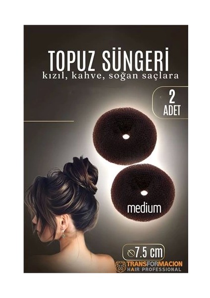 Kahve Mini Saç Topuz Süngeri 2 Adet 7.5 cm Çap 3 cm Kalınlık
